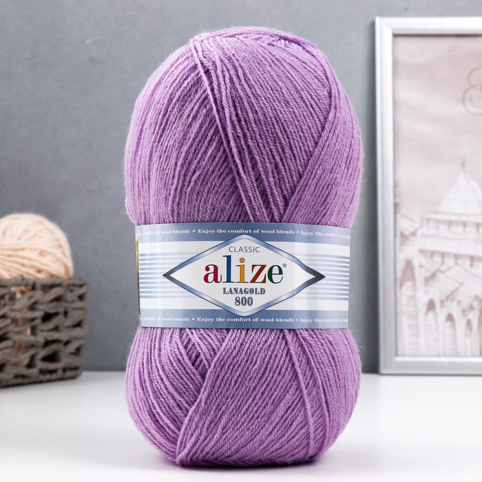 Пряжа для вязания спицами, крючком ALIZE, Lanagold 800, 49% шерсть, 51% акрил, 730 м/100 г, (166) - Фото 1