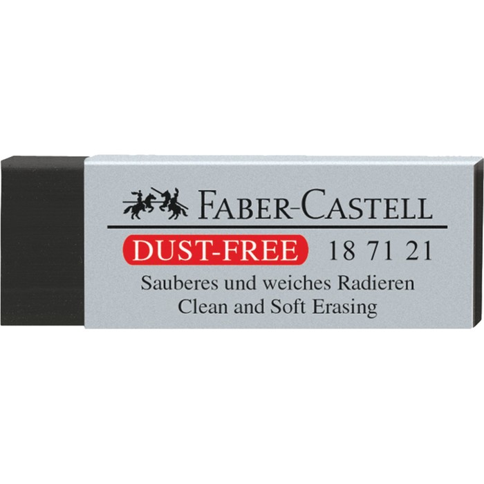 Ластик Faber-Castell Dust-Free, прямоугольный, картонный футляр, 63 х 22 х 11 мм, чёрный - Фото 1