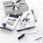 Набор капиллярных ручек для Леттеринга Pitt Artist Pen Lettering 7 предметов: (ручка-кисть 6 цветов оттенки серого, механический карандаш 0.5, точилка), Faber-Castell - Фото 2