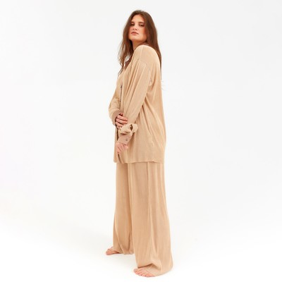 Костюм женский (рубашка, брюки) MINAKU: Casual Collection, цвет кофе, размер 48