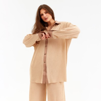 Костюм женский (рубашка, брюки) MINAKU: Casual Collection, цвет кофе, размер 48