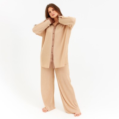 Костюм женский (рубашка, брюки) MINAKU: Casual Collection, цвет кофе, размер 48