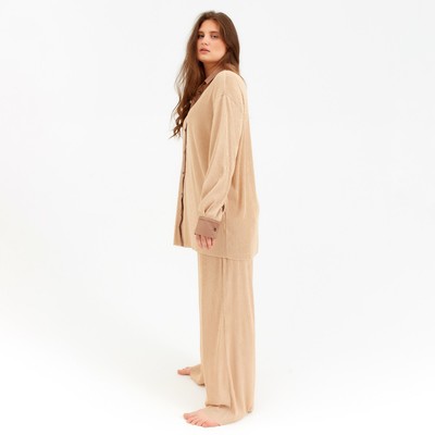 Костюм женский (рубашка, брюки) MINAKU: Casual Collection, цвет кофе, размер 48
