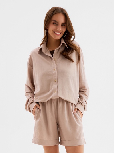 Костюм женский (сорочка, шорты) MINAKU цвет бежевый, р-р 42