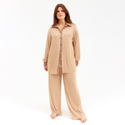 Костюм женский (рубашка, брюки) MINAKU: Casual Collection, цвет кофе, размер 50