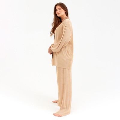 Костюм женский (рубашка, брюки) MINAKU: Casual Collection, цвет кофе, размер 50