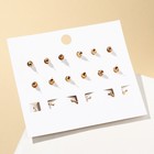 Набор серьги 9 пар «Цацки» клевер, звезда, ласточки, цветные в золоте - Фото 2