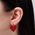 Серьги QF LOVE, набор 3 пары, сердечки, красные, золотой - Фото 4