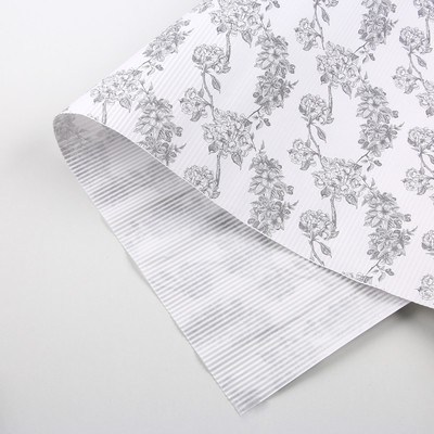 Бумага упаковочная гофрированная в рулоне «Цветы», 0,68 x 5м