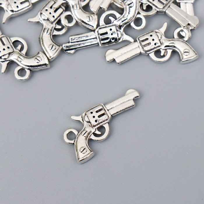 Декор металл для творчества "Револьвер" серебро 4653 1х2 см - фото 1898532576