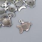 Декор металл для творчества "Рыбка-поцелуй" серебро 3954 1,7х1,6 см - Фото 2