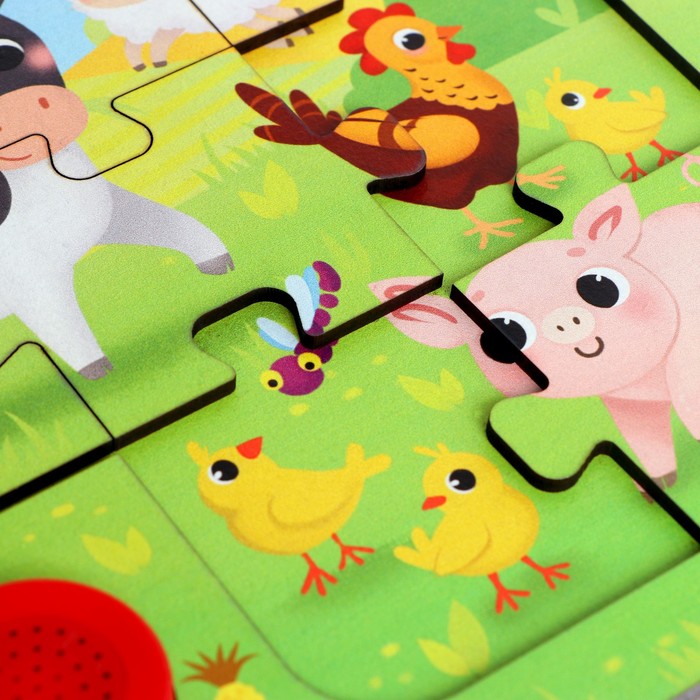 Пазл деревянный музыкальный «Животные в деревне» 51733