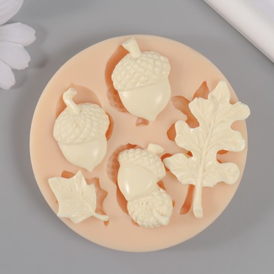 Силиконовый молд, форма для заливки «Желуди», от 3×2 см до 5.5×3.5 см, МИКС