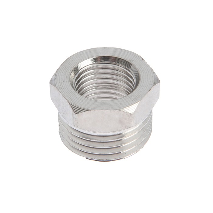 Футорка ZEIN engr, 1/4" × 1/2", внутренняя/наружная резьба, нержавеющая сталь - Фото 1