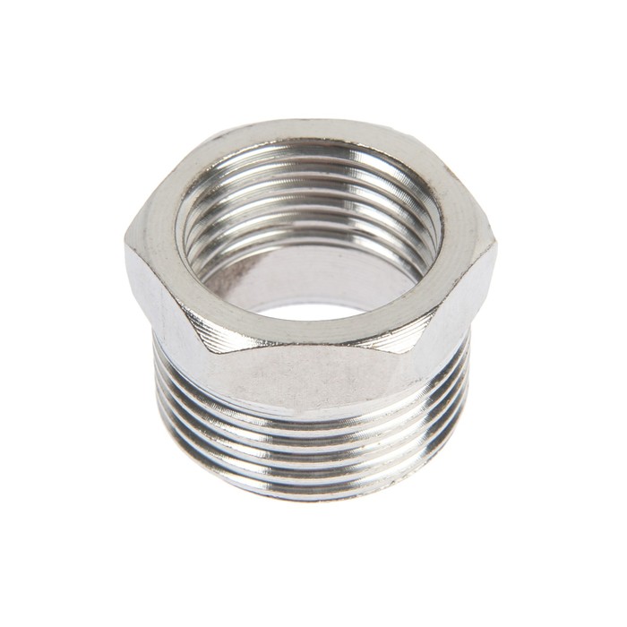 Футорка ZEIN engr, 1/2" х 3/4", внутренняя/наружная резьба, нержавеющая сталь - Фото 1