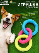 Жевательная игрушка дял собак «Всегда вместе!», 3 кольца по 8 см, TPR, разноцветная - Фото 1