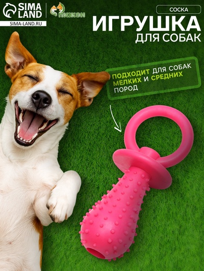 Жевательная игрушка для собак «Соска», 10×3 см, TPR, розовая