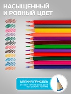 Карандаши цветные акварельные 12 цветов, корпус деревянный, шестигранные, в металлической коробке - Фото 3