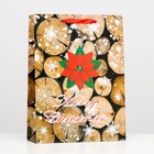 Пакет подарочный новогодний ламинированный «Счастливого рождества» 32×42×12 - Фото 2