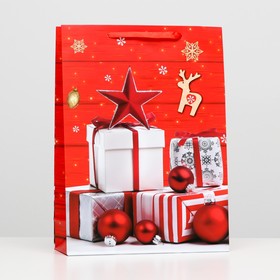 Пакет ламинированный "Рождественские подарки" 32 х 42 х 12