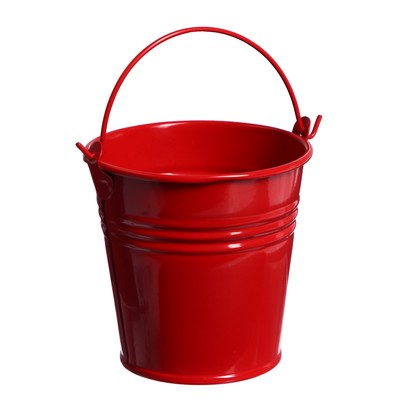 Декоративное ведёрко, металлическое, среднее, высота 8 см, диаметр 8 см, красное