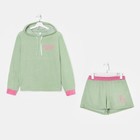 Костюм женский (толстовка и шорты), цвет мята, р-р 46 - фото 46422665