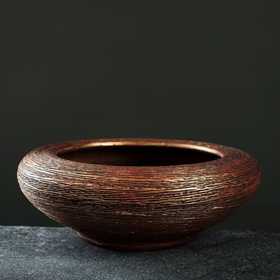 Кашпо для цветов «Плошка», 1.4 л, d=22 см, h=8 см, керамика, цвет бронза