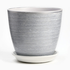 Горшок цветочный "Бутон" роспись серебро 3 л - фото 24984092