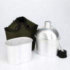 Фляжка армейская походная Adventure 0.8 л для воды, с котелком, металл, зелёный чехол - Фото 1