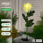 Садовый светильник на солнечной батарее «Хризантема белая», 75 см, 1 LED, свечение белое - фото 4192059