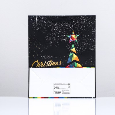 Пакет ламинированный "Разноцветная ёлка" 26 x 32 x 12