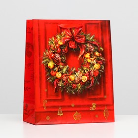 Пакет ламинированный "Рождественский венок" 26 x 32 x 12