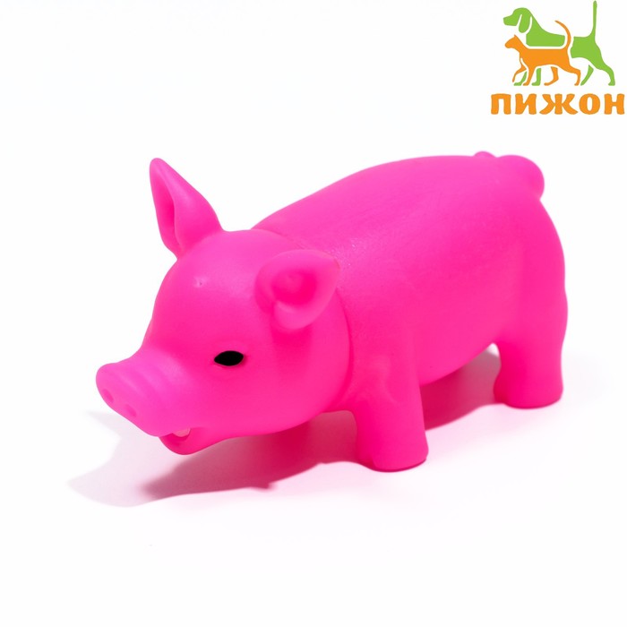 Игрушка пищащая "Маленький поросенок" для собак, 9 см, розовая - Фото 1