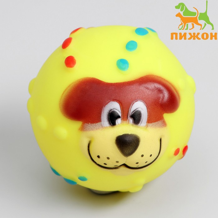 Игрушка пищащая "Мяч Джим" для собак, 6 см, жёлтая - Фото 1