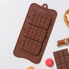 Форма для шоколада Доляна «Мини-шоколадки», силикон, 22×11×1 см, 3 ячейки, цвет коричневый - Фото 2