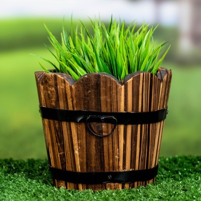 Фигурное кашпо для цветов «Круглое», 12×12×10 см, деревянное