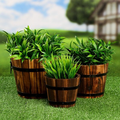 Набор кашпо для цветов, 18×16×12 см, деревянный, 3 шт.