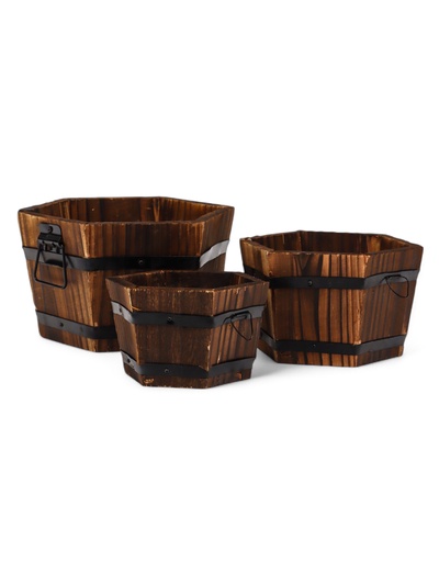 Набор кашпо для цветов «Шестиугольники», деревянный, 3 предмета