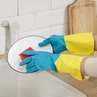 Перчатки хозяйственные неопреновые, особопрочные, ХБ напыление, двухцветные, размер L - фото 54724570