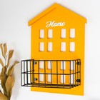 Декор настенный с полочкой дерево "Домик" жёлтый 31х9,4х22,2 см - фото 42614477