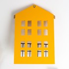 Декор настенный с полочкой дерево "Домик" жёлтый 31х9,4х22,2 см - фото 42614479