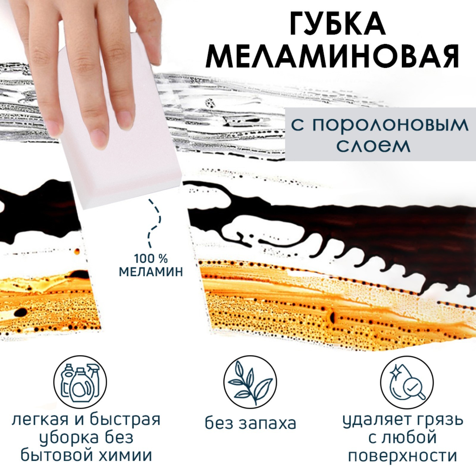 Губка меламиновая с поролоновым слоем, 11×7×3 см (6908313) - Купить по цене  от 22.00 руб. | Интернет магазин SIMA-LAND.RU