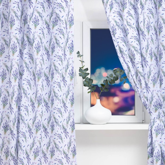 Комплект штор для кухни с подхватами Lavender 145х180см-2 шт., 100% п/э - фото 1901480934