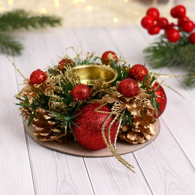 Подсвечник на одну свечу «Грациозо» с цветочками, 13 см