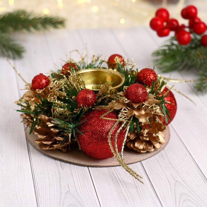 Подсвечник на одну свечу «Грациозо» с цветочками, 13 см - Фото 1