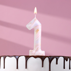 Свеча в торт "Белый мрамор", цифра "1", ГИГАНТ, 12,5 см - Фото 1