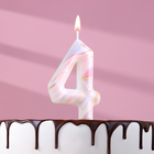 Свеча в торт "Белый мрамор", цифра "4", ГИГАНТ, 9 см - фото 9558888