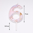 Свеча в торт «Белый мрамор», цифра 6, ГИГАНТ, 9 см - Фото 2