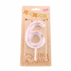 Свеча в торт «Белый мрамор», цифра 6, ГИГАНТ, 9 см - Фото 3