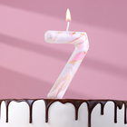 Свеча в торт "Белый мрамор", цифра "7", ГИГАНТ, 9 см - фото 318698919
